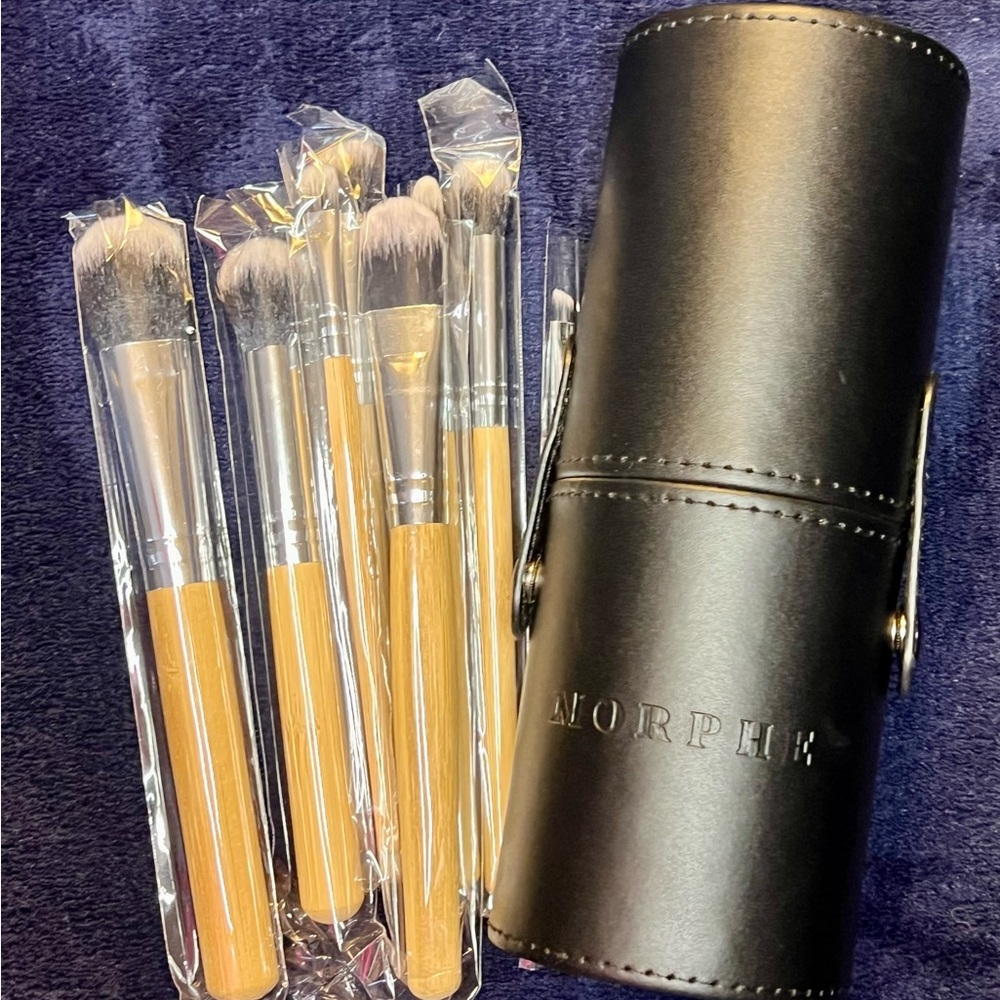 NWT MORPHE LEATHER BRUSH CASE & 8pc BRUSH SET